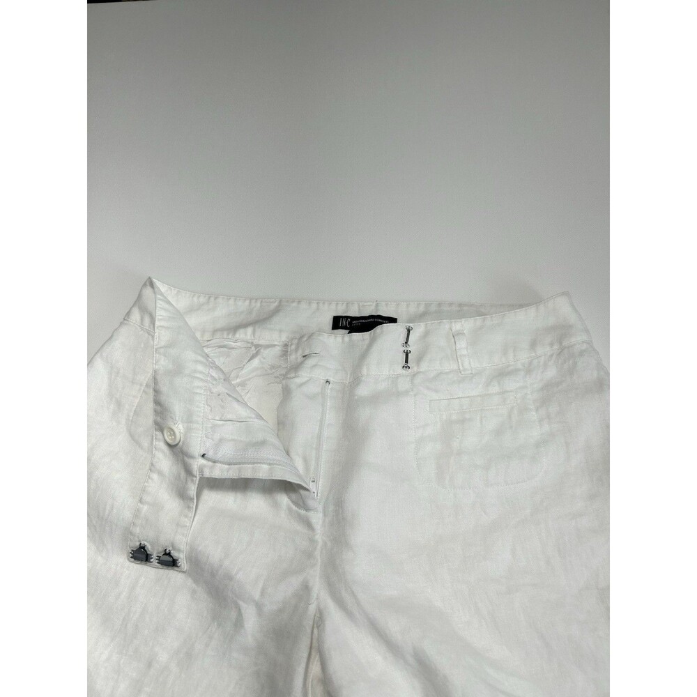 INC White Linen Pants Cropped Lined Soft Wide Leg Coastal Resort Size 8P - Picture 11 of 16